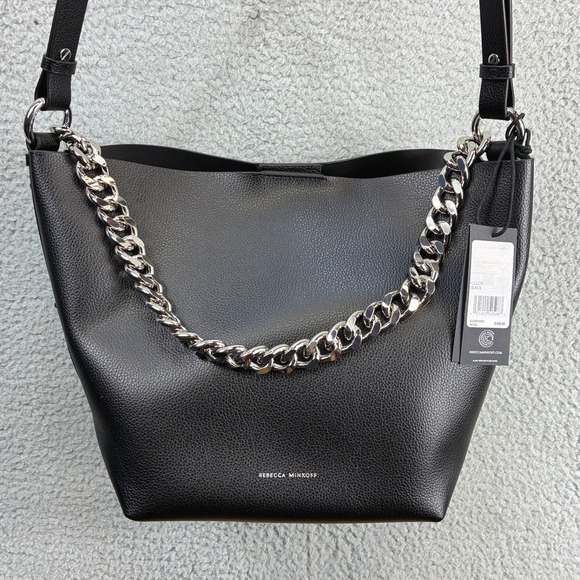 Rebecca Minkoff Handbags - Rebecca Minkoff Kate Large Bucket Bag Womens OS Black Leather Silver Chain Purse